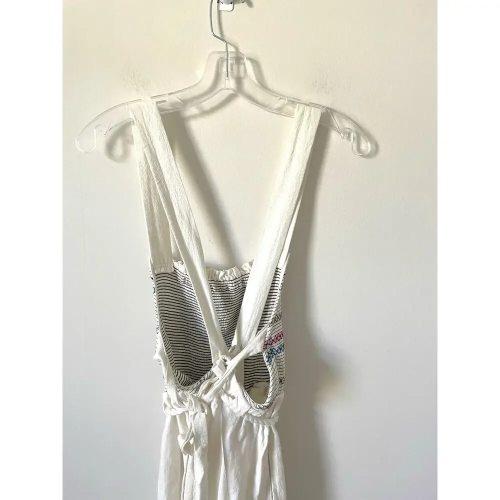 Free People Boho Tie Back Jumpsuit Cream Size Small